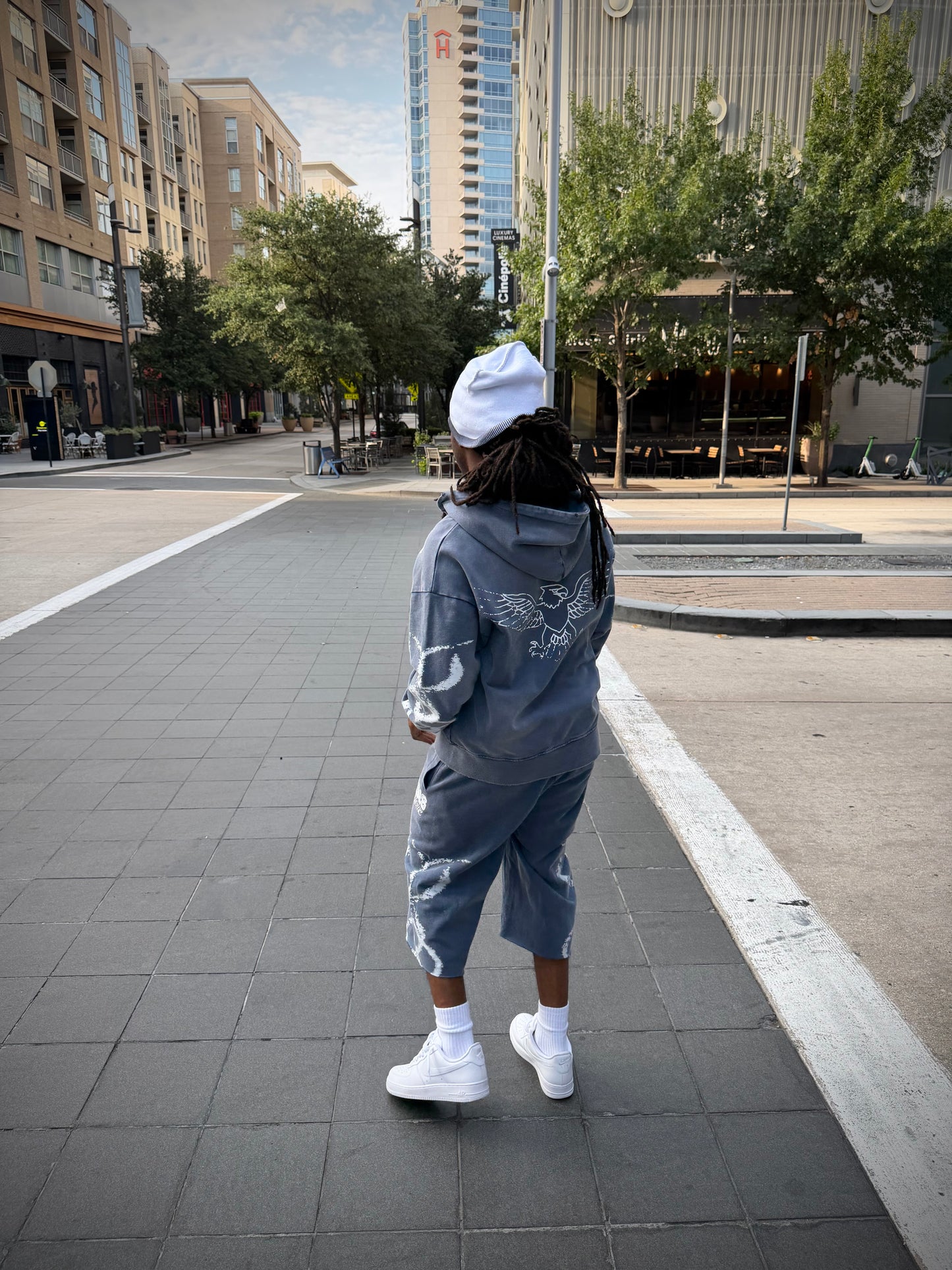 CHALKED SHORTS 3/4 BLUE