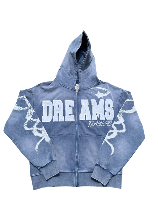 "CHALKED" ZIP UP BLUE