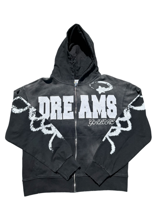 "CHALKED" ZIP UP BLACK